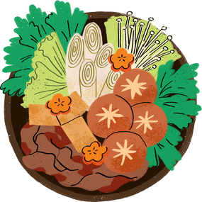 Vibrant Textured Flatlay Sukiyaki